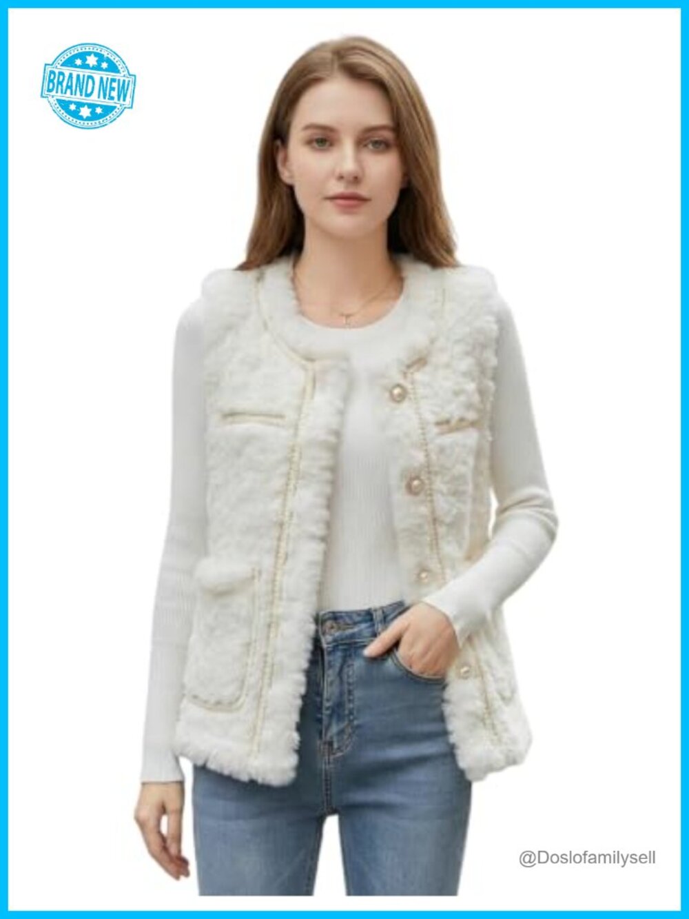 Faux Fur Vest Sleeveless Fluffy Open Front Cropped Jacket